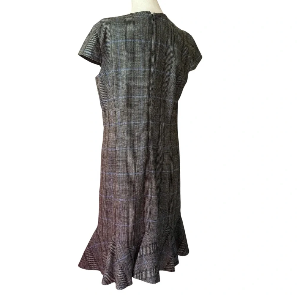 Banana Republic Gray Ruffled Sheath Dress Size 14 - Picture 3 of 7